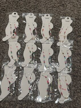 12 Piece Ella Multicolor Beaded Anklet Set‎